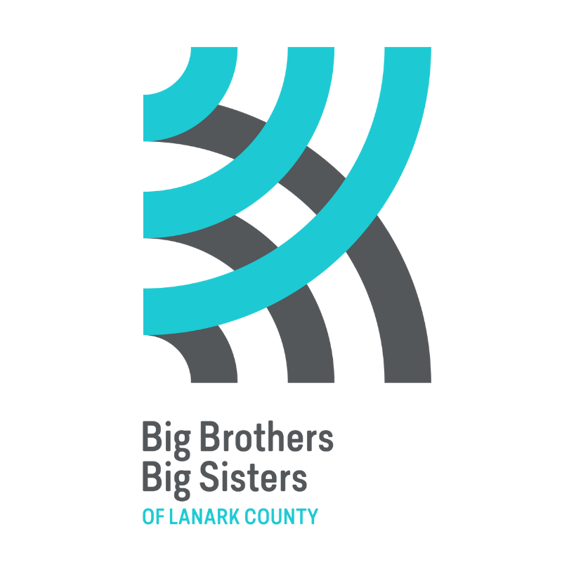 Teal and grey logo with the lettering 'Big Brothers Big Sisters of Lanark County'