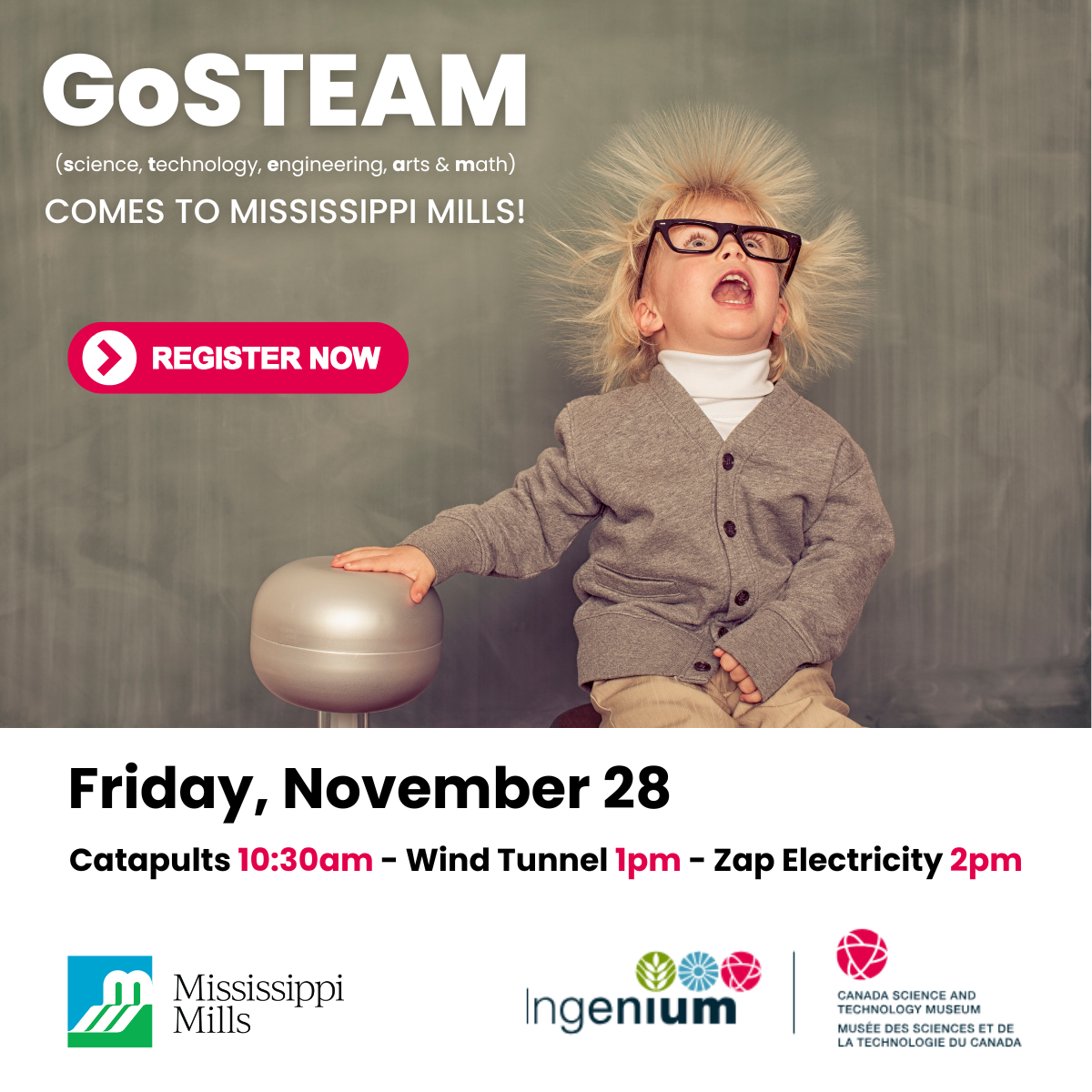 Graphic promoting GoSTEAM workshops