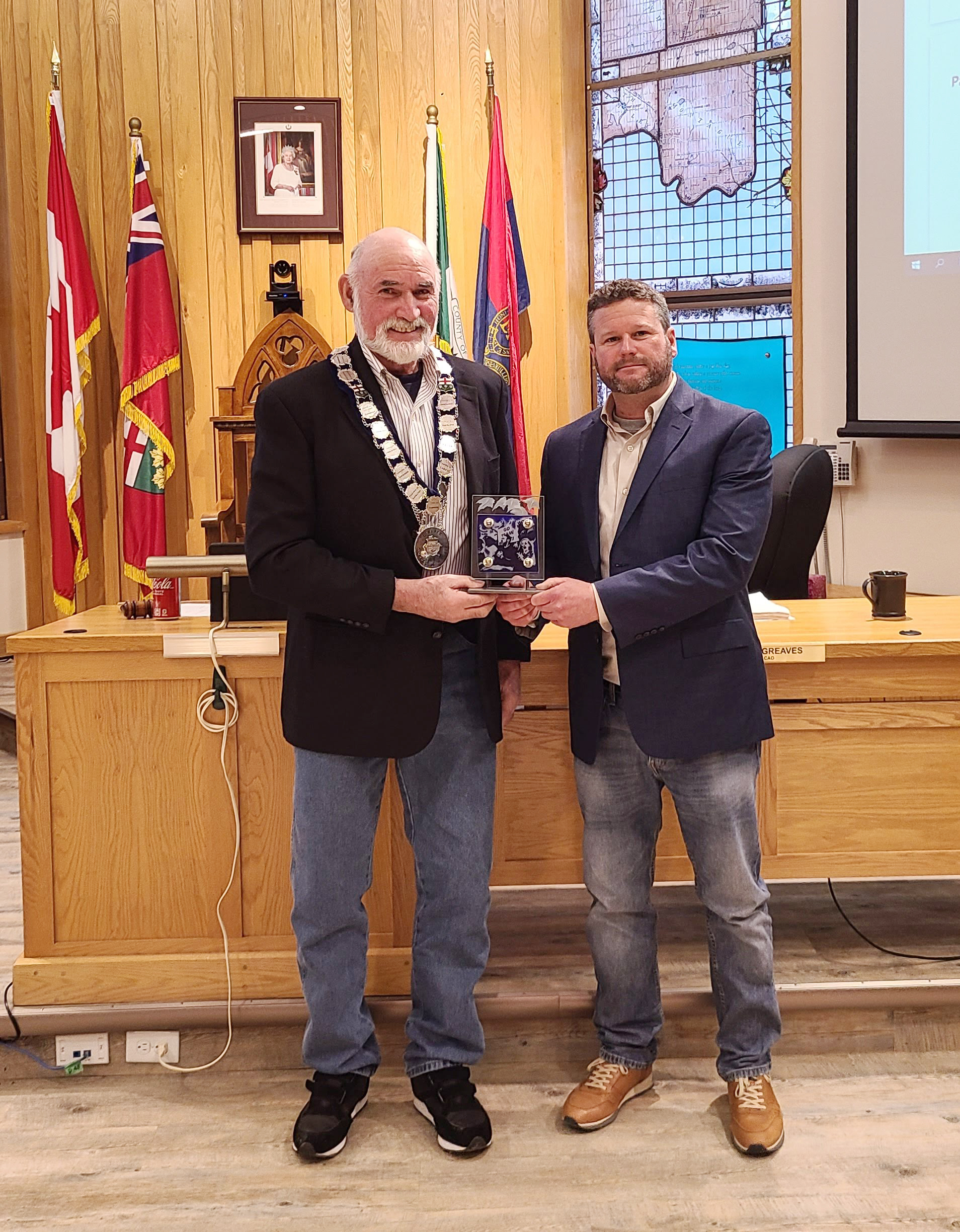 Warden Peter McLaren with Matthew Mould