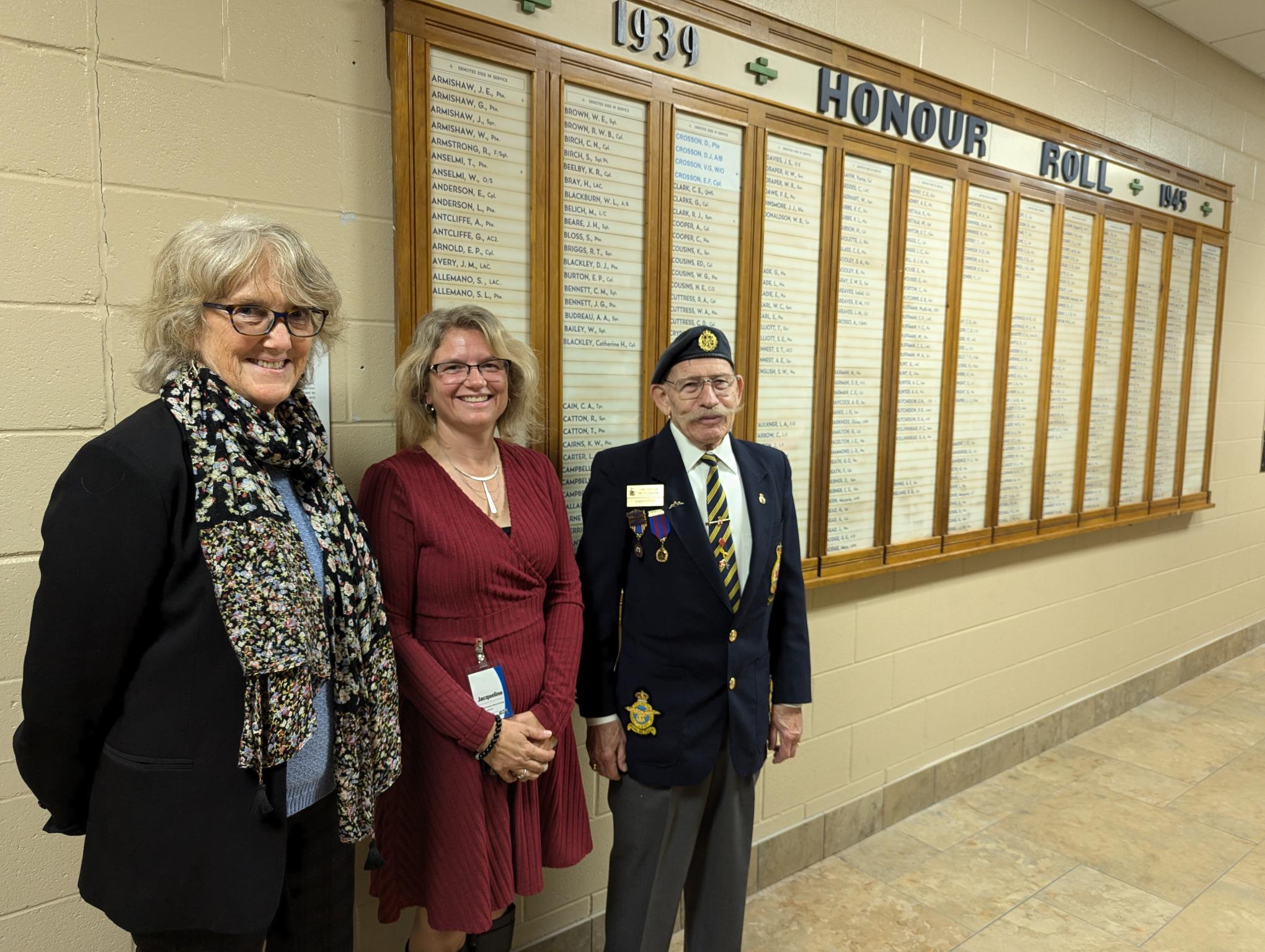 Mayor, Jacqueline Surette, James Simpson with Honour Roll