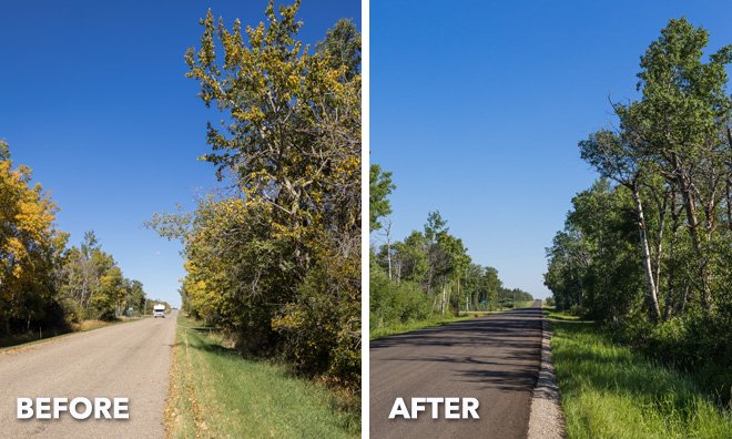 roadside brushing before and after