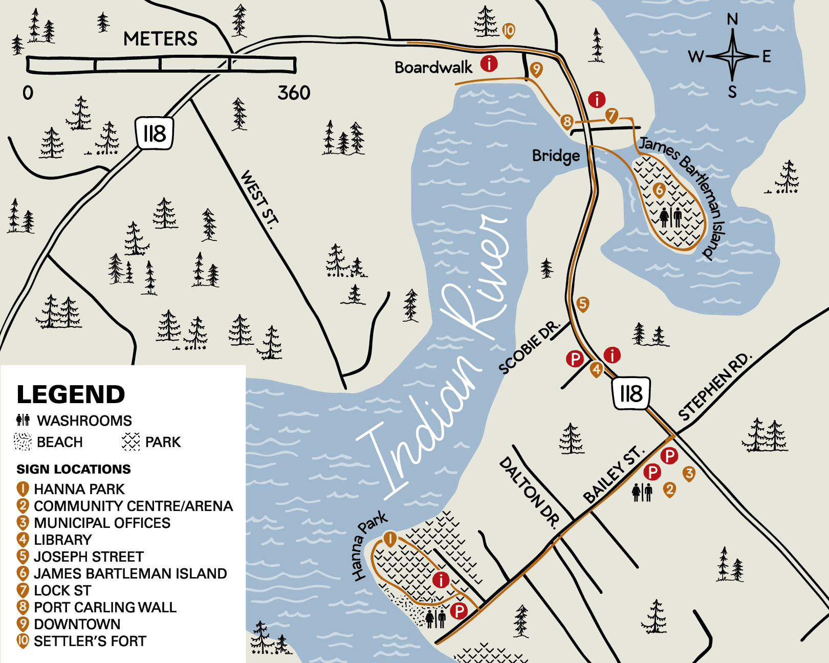 map of Port Carling Mural Walk