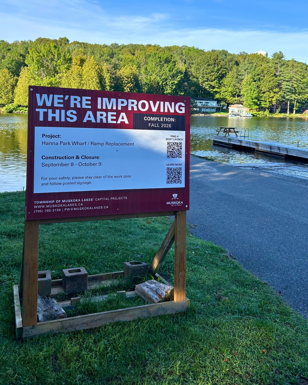 Sign of construction notice infront of the hanna park boat launch