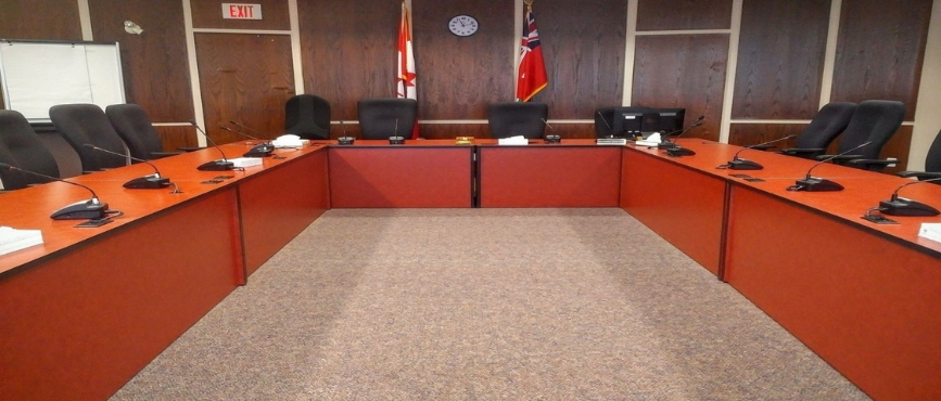 Empty council chambers