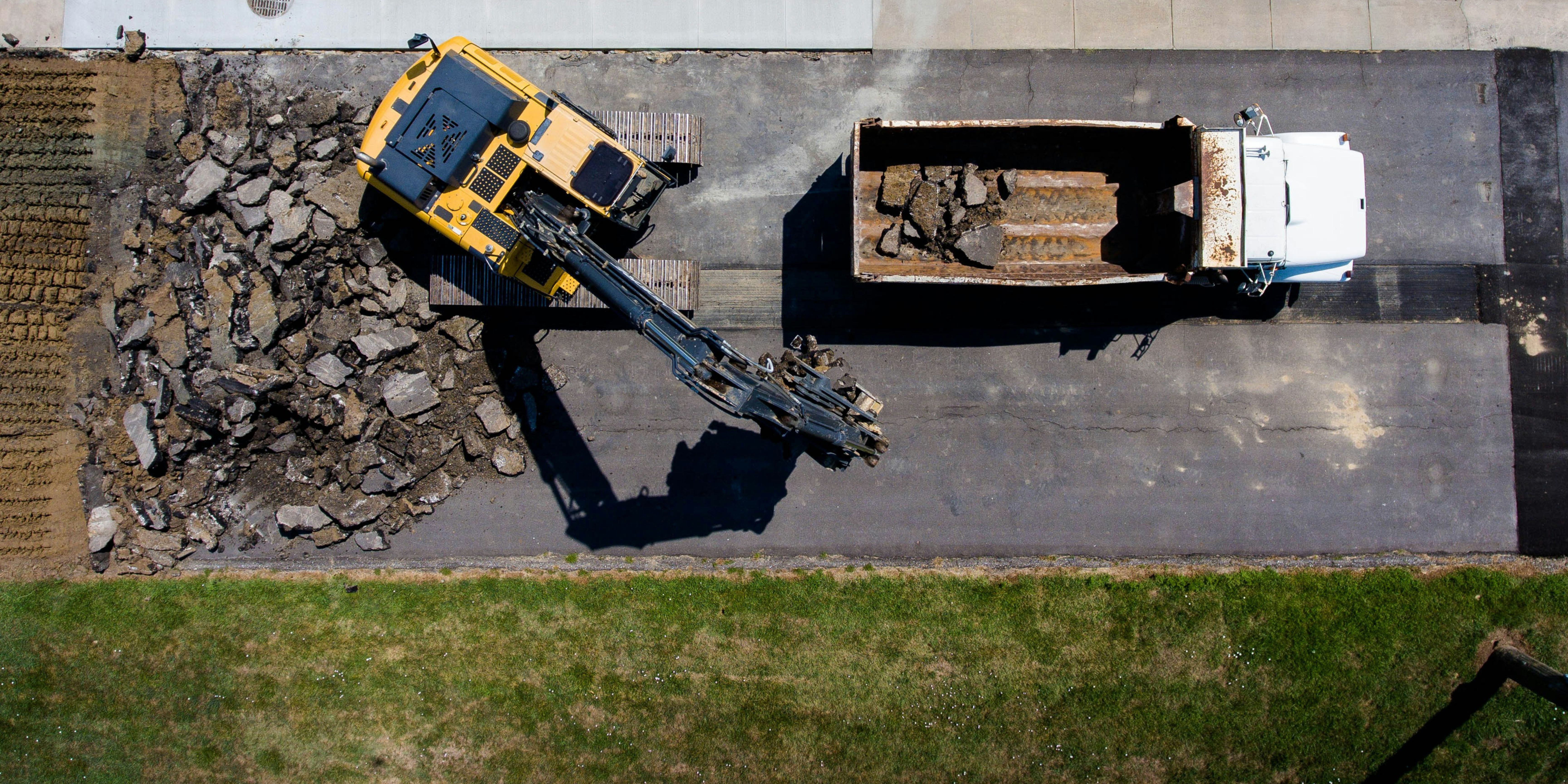 Aerial view of a construction truck