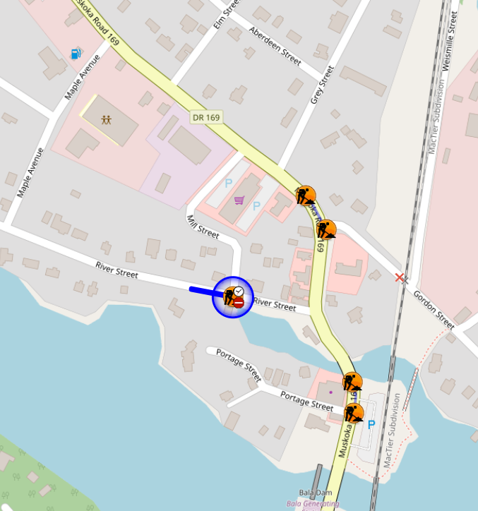 Google maps screenshot of river street construction area