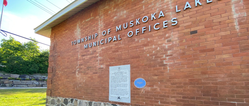 The Municipal Offices sign on the front of the Township office building