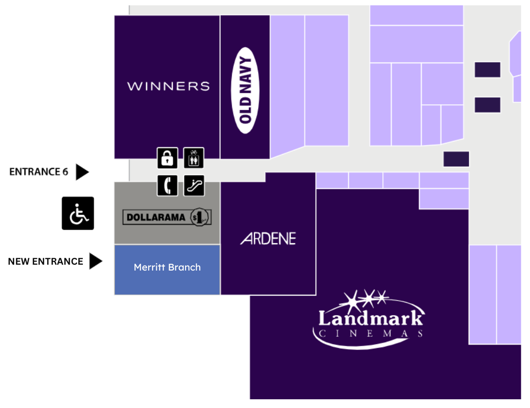 A map outlining where the new Merritt Branch will be located at the Niagara Pen Centre.