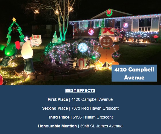 4120 Campbell Avenue Niagara Falls with exterior holiday lights and decorations.