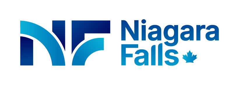 City of Niagara Falls brand logo "NF Niagara Falls", blue tones on white background