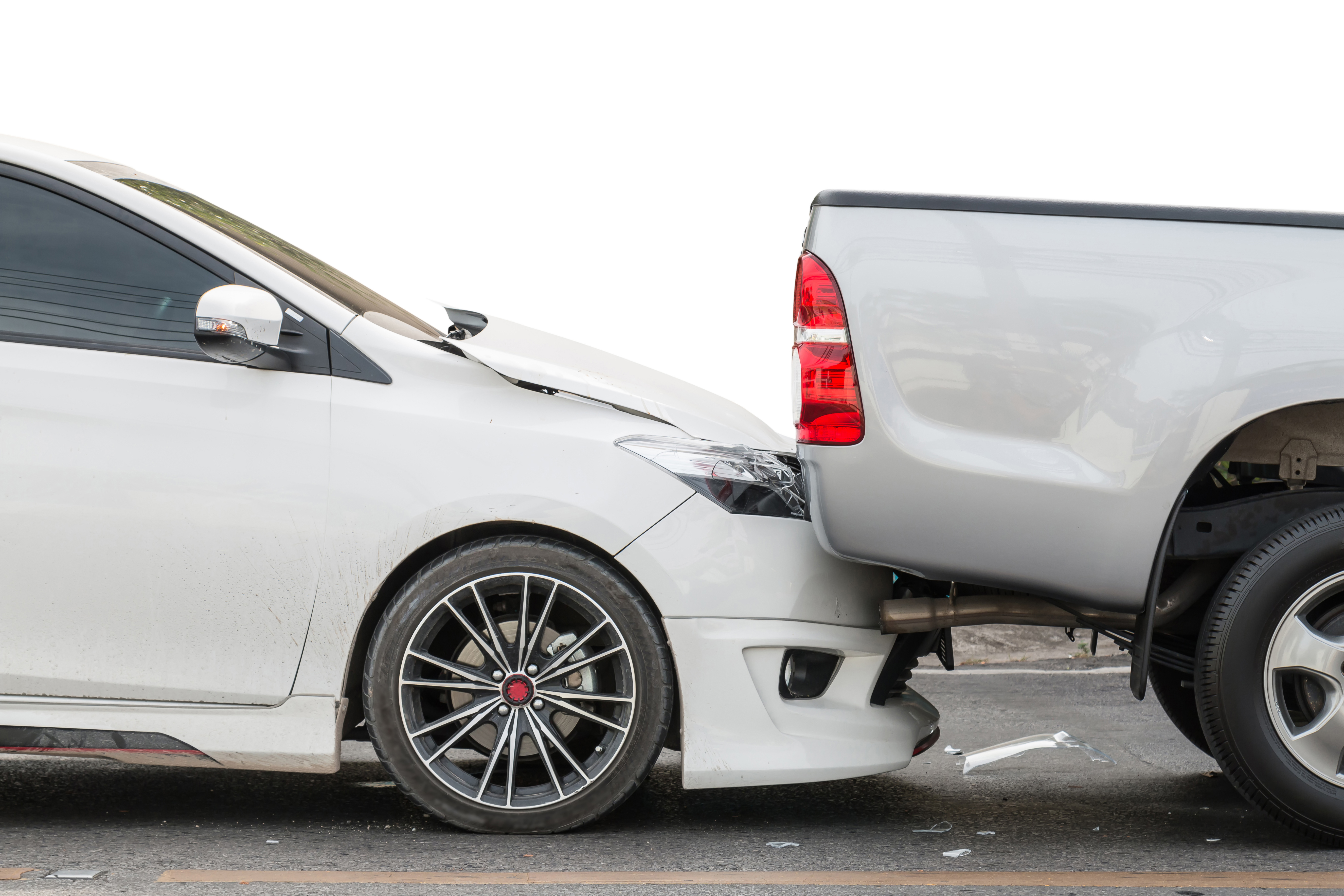 Two cars in a collision