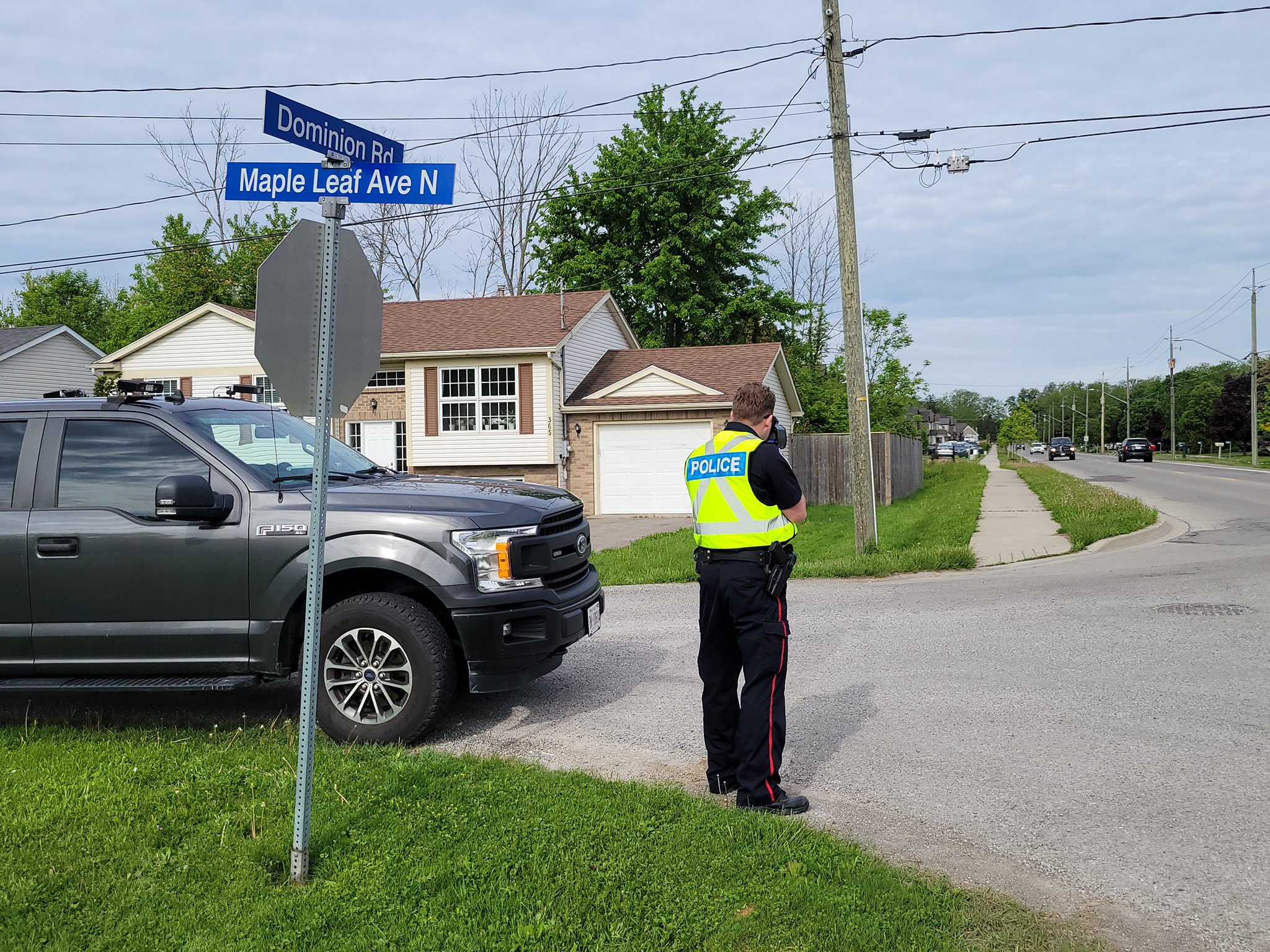 a police officer conducting radar