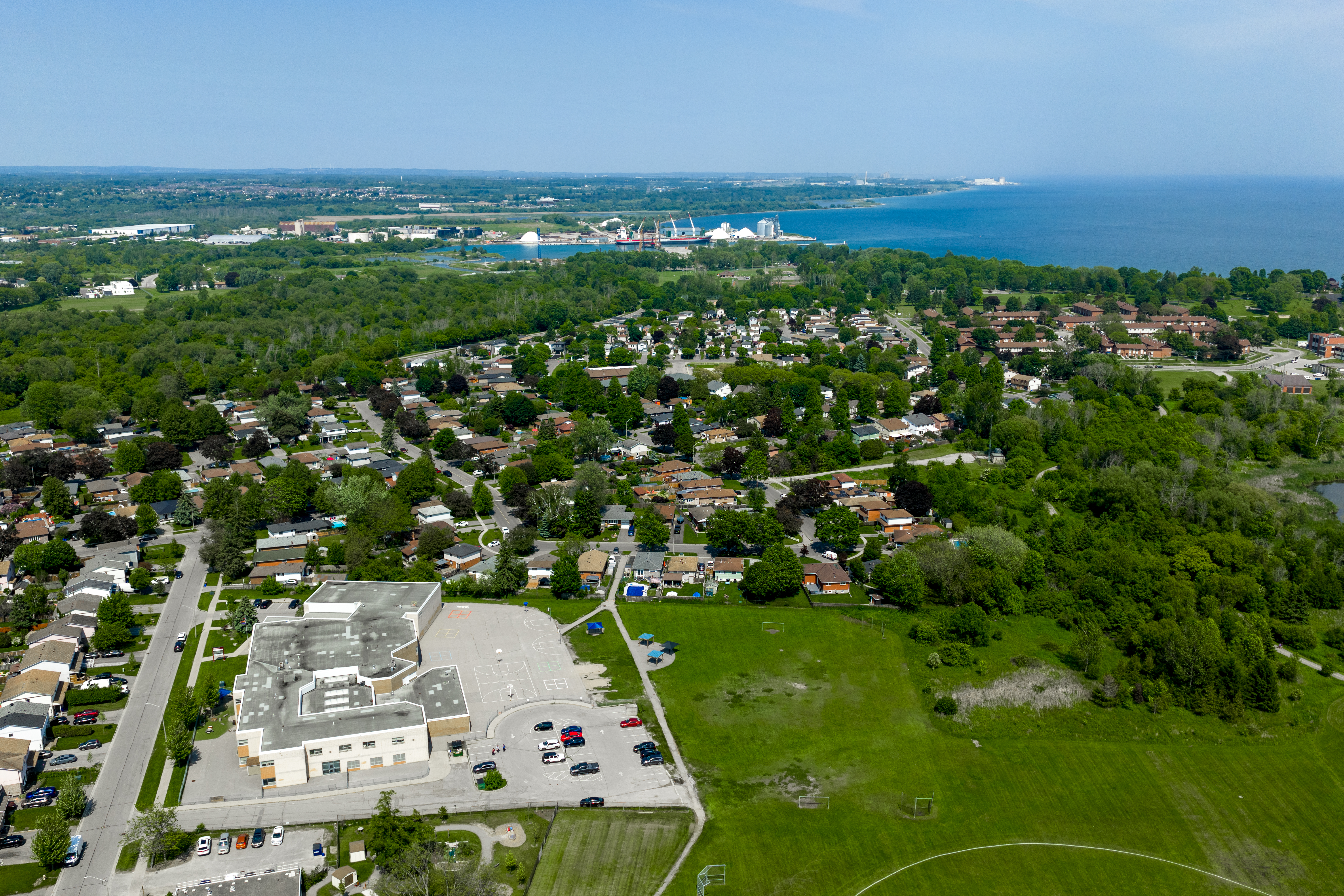 Aerial view of South Oshawa and Lake Ontario