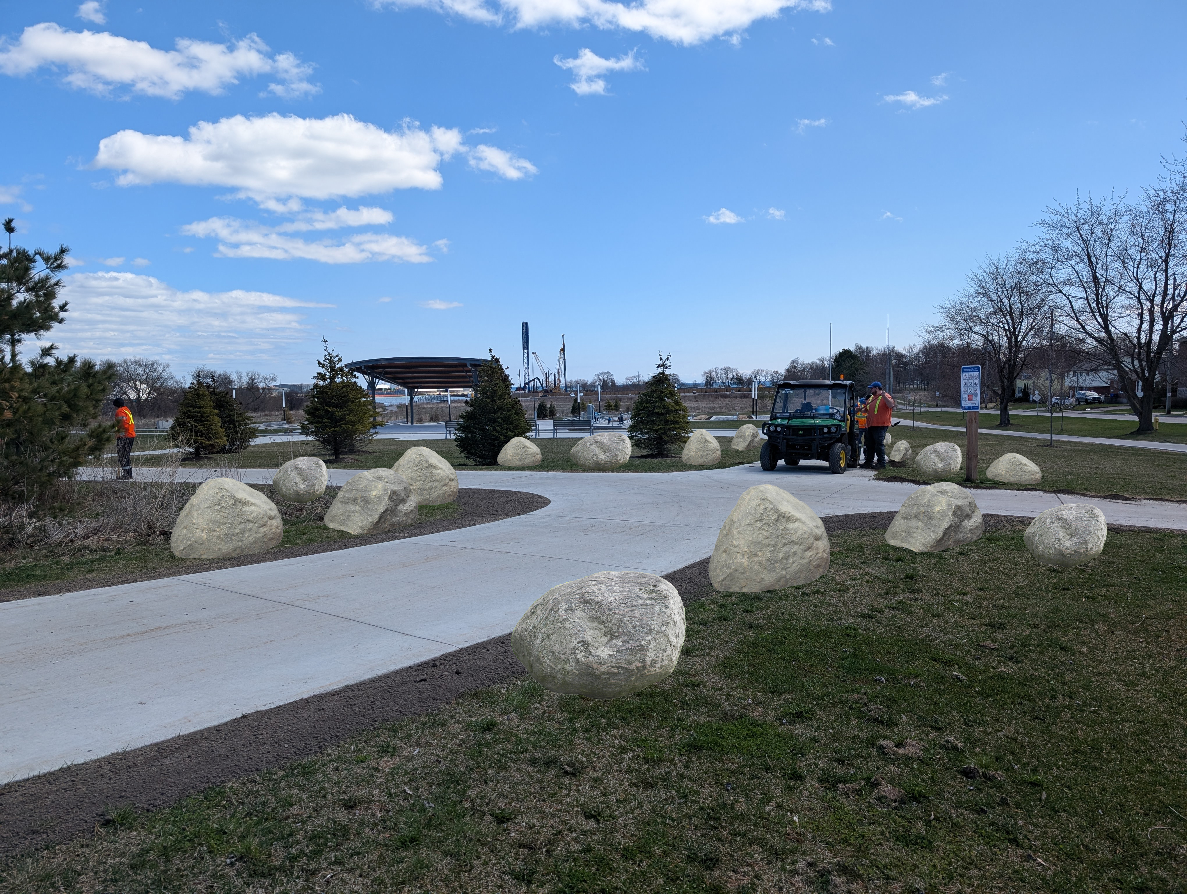 A mockup image for the installation method of boulders