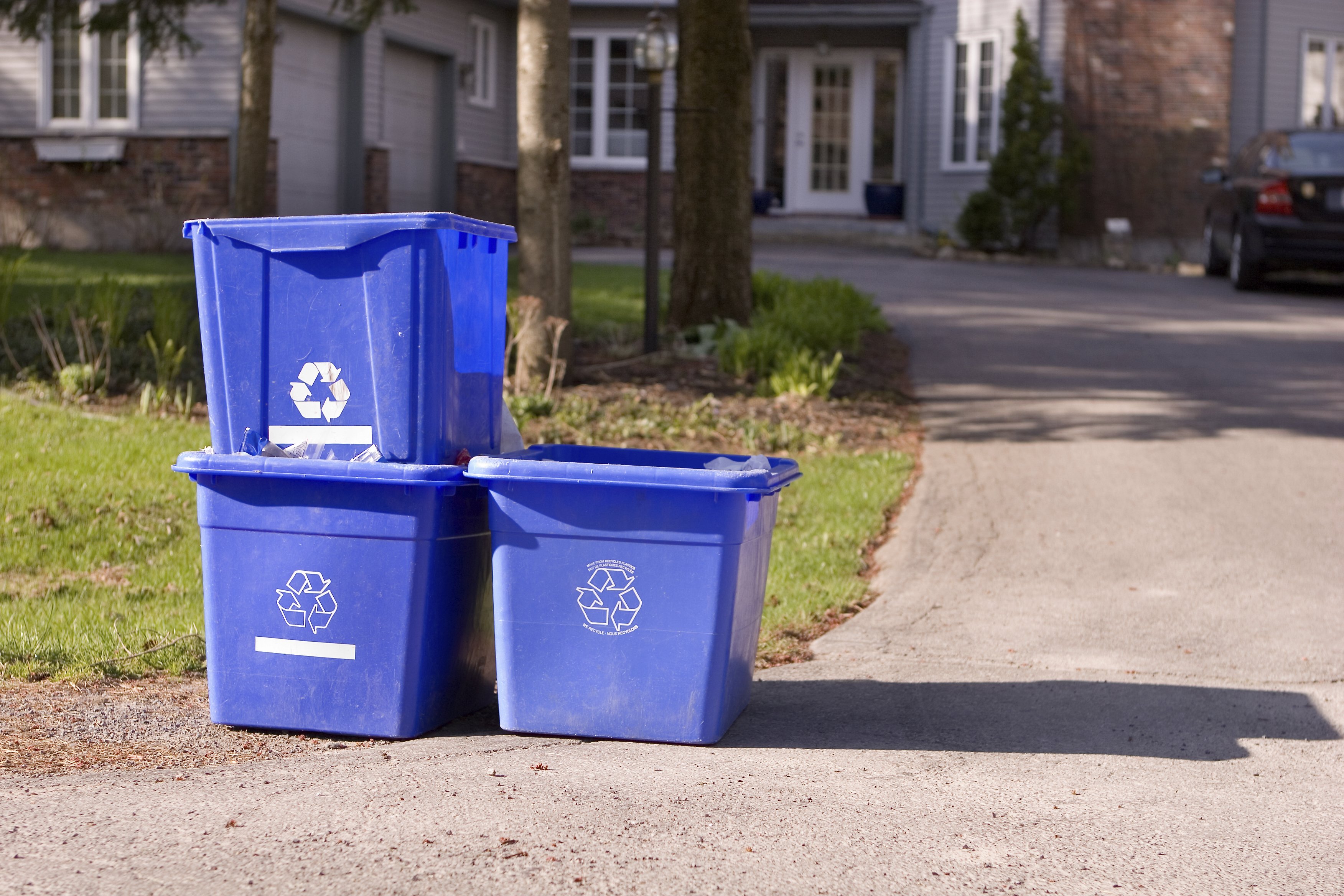 blue boxes at curb
