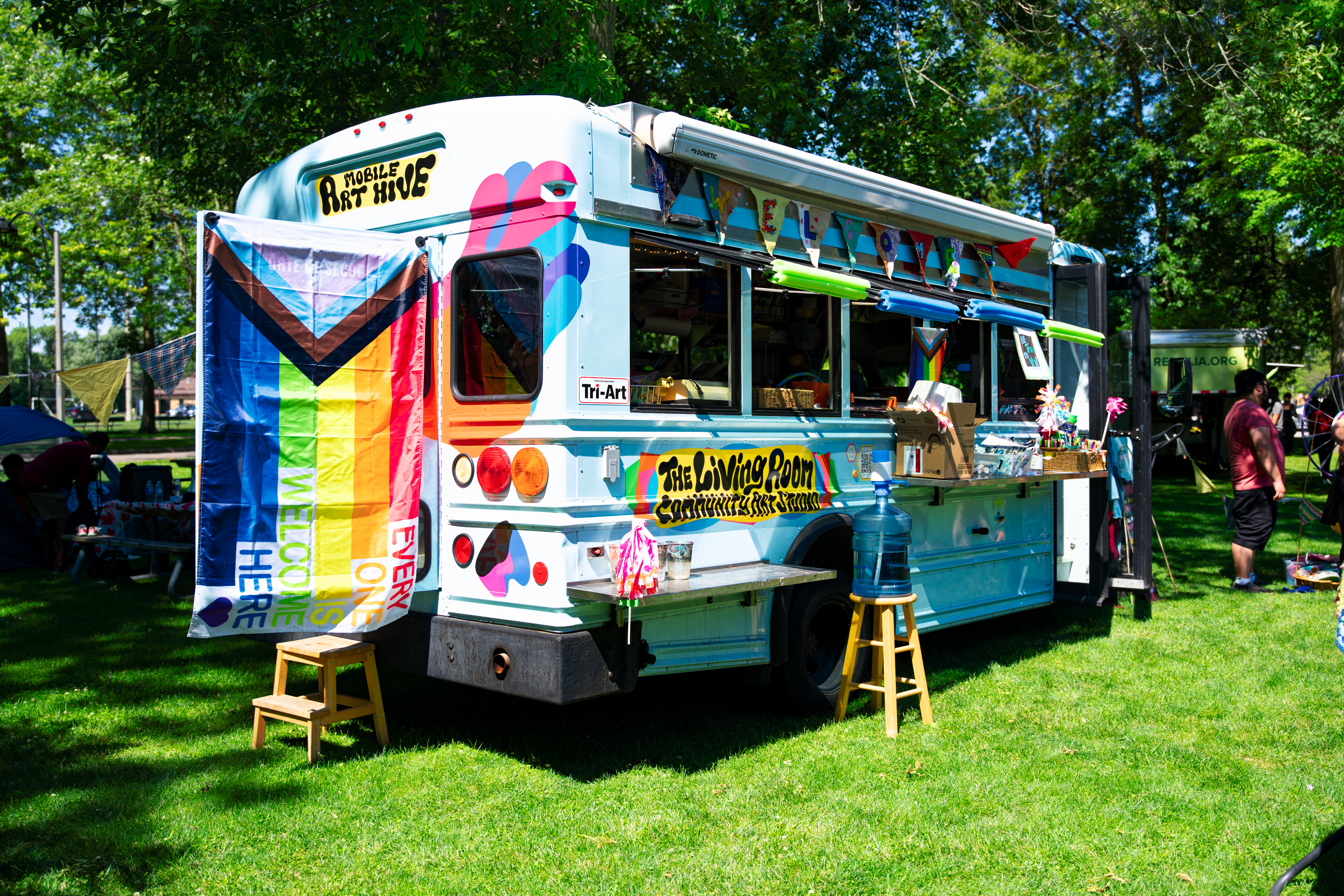 Community art bus at park