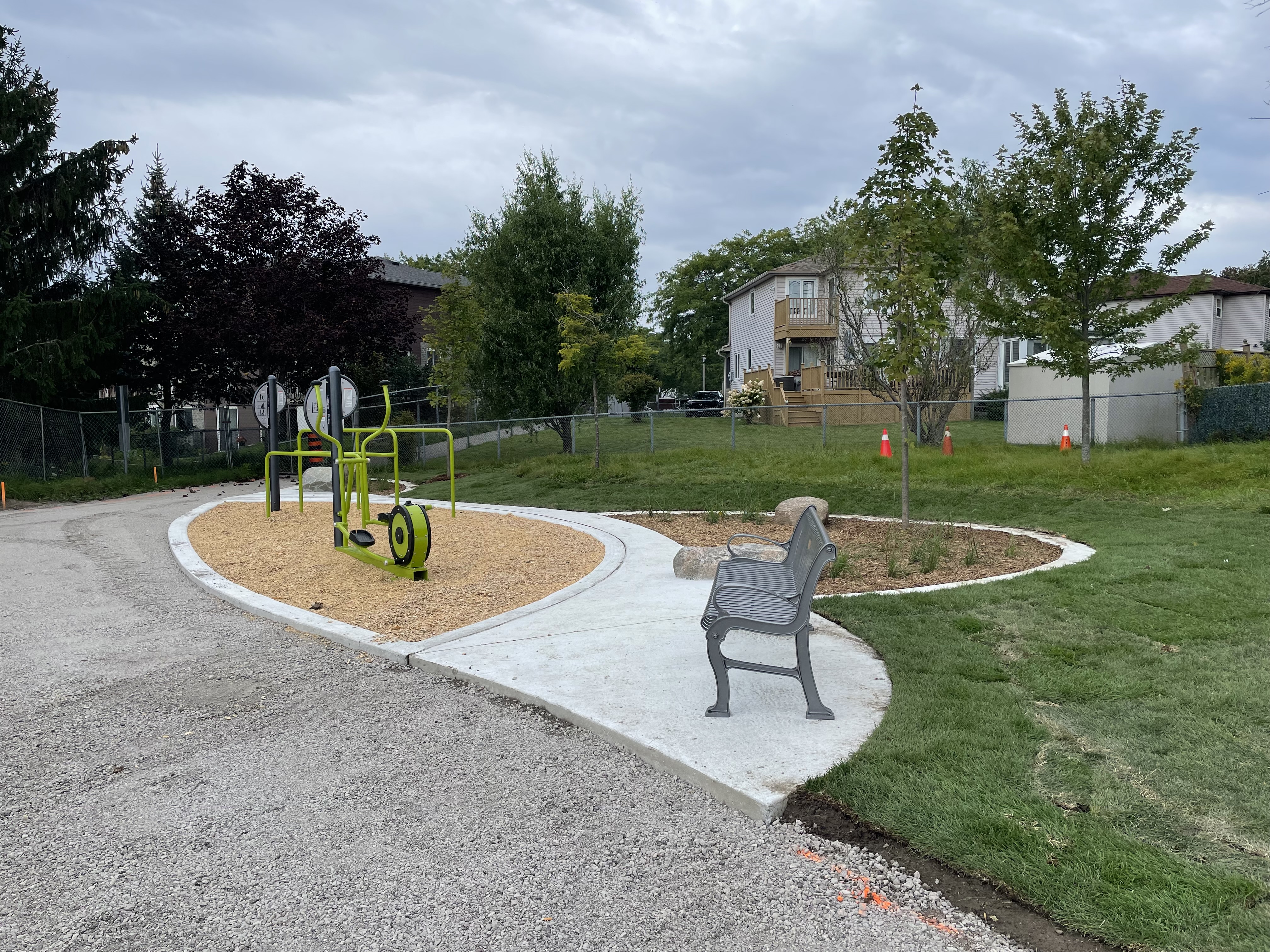 Outdoor fitness equipment and new rest area