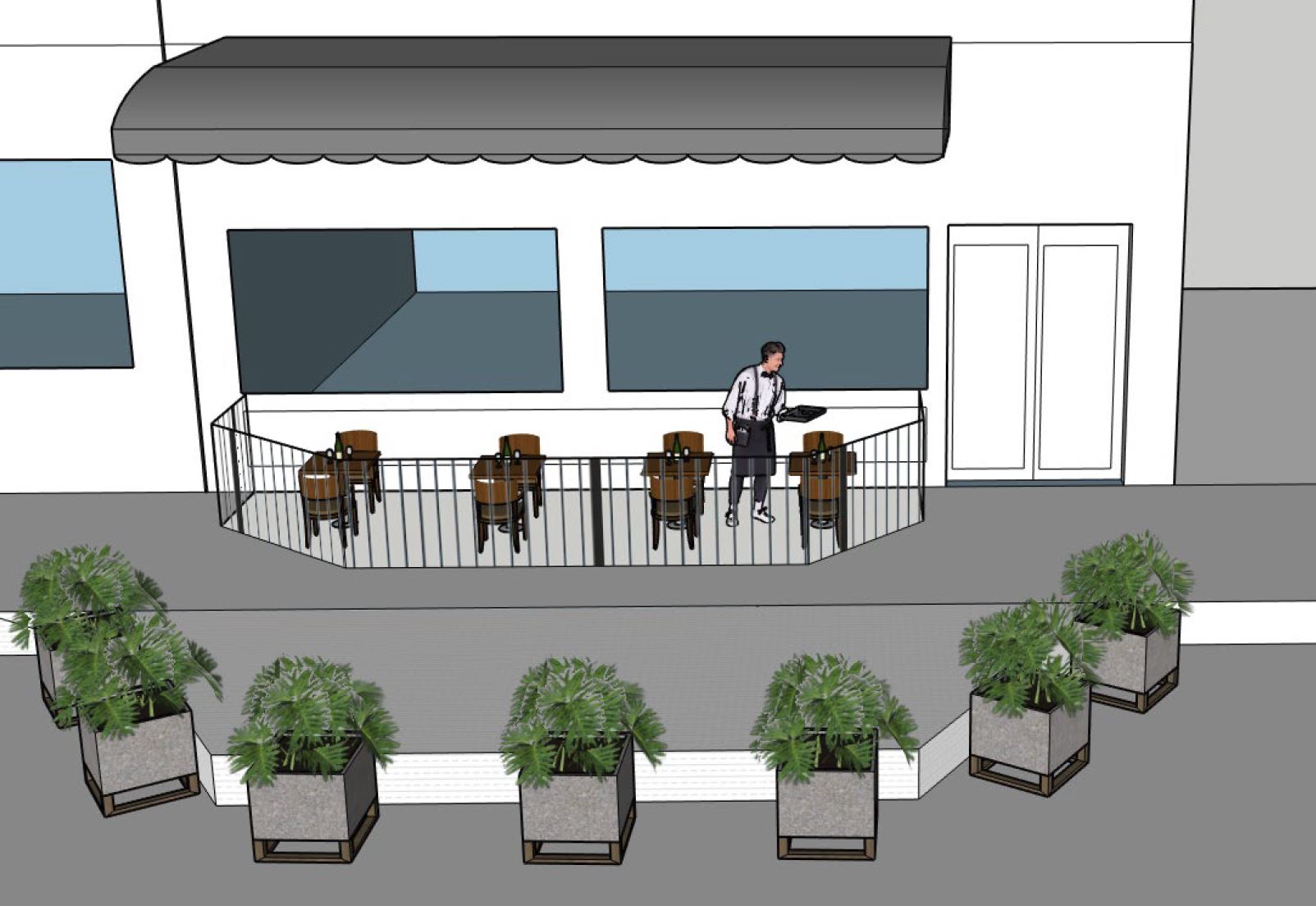 Large sidewalk patio visual