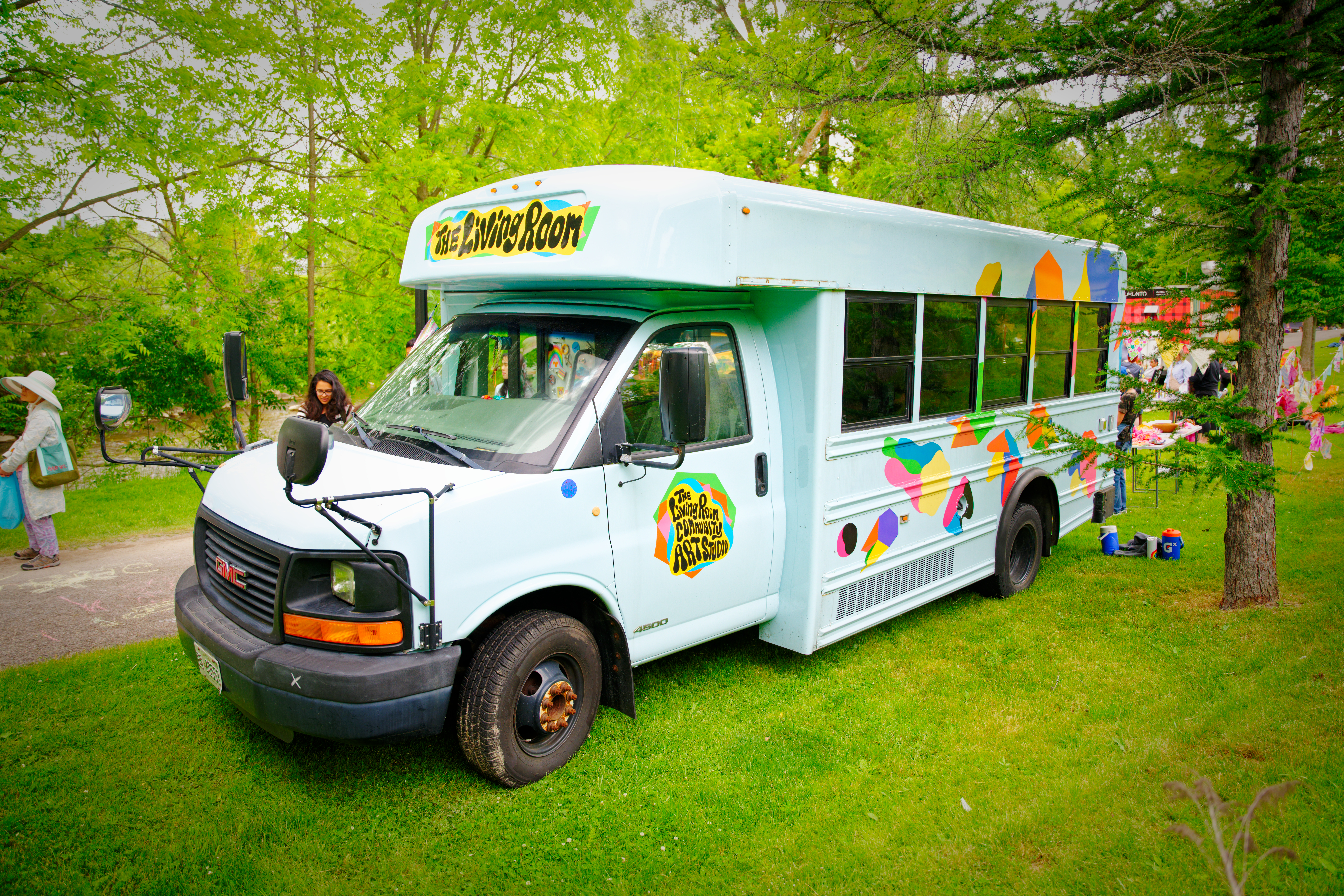 art bus on grass