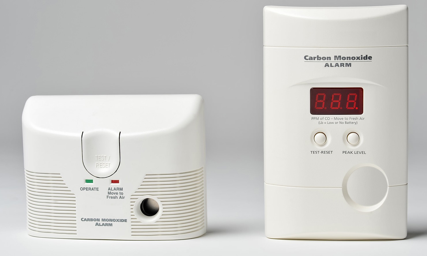 two carbon monoxide alarms