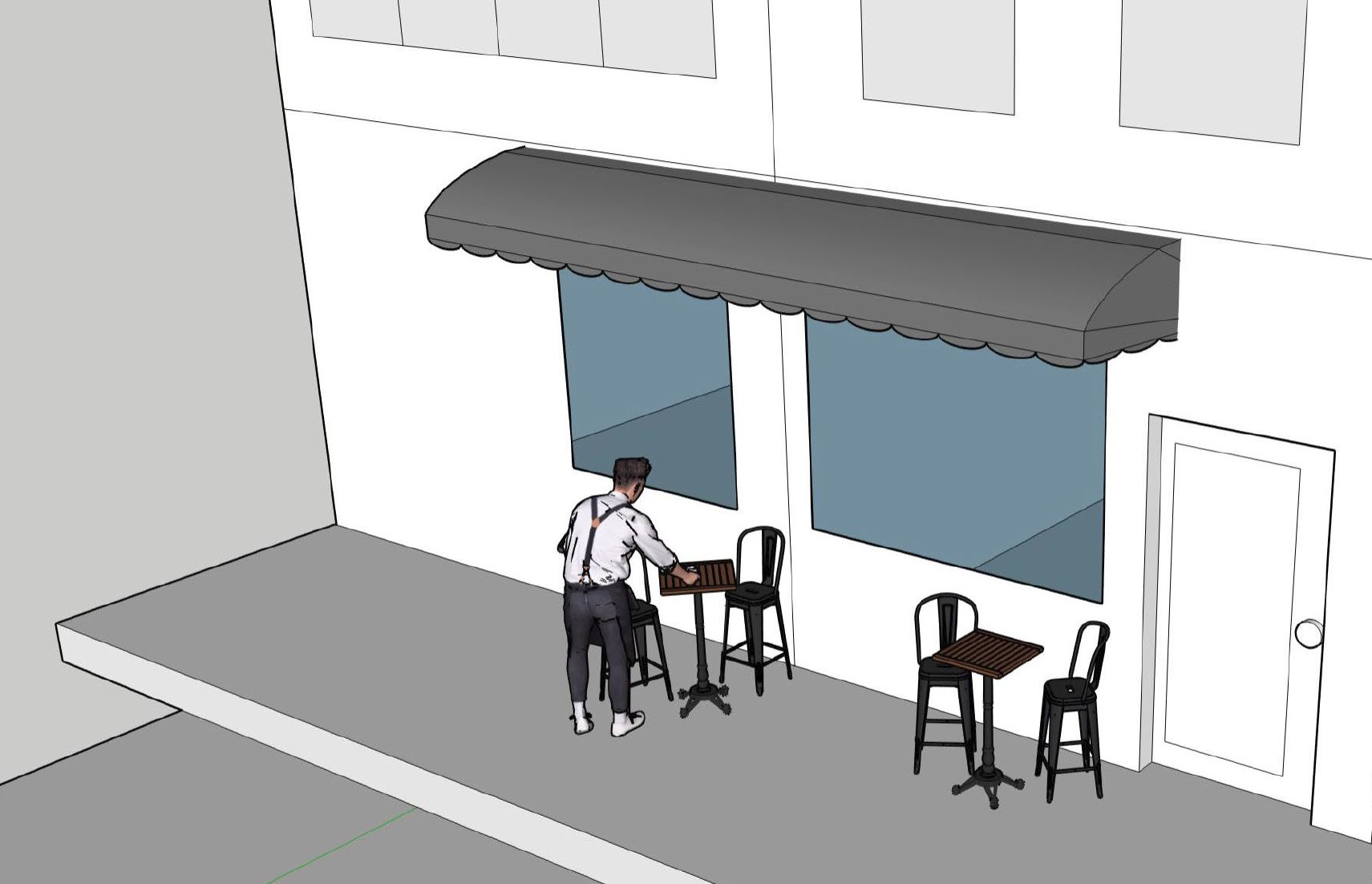 Small sidewalk patio visual