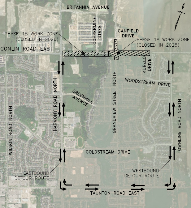 A traffic detour plan for the project