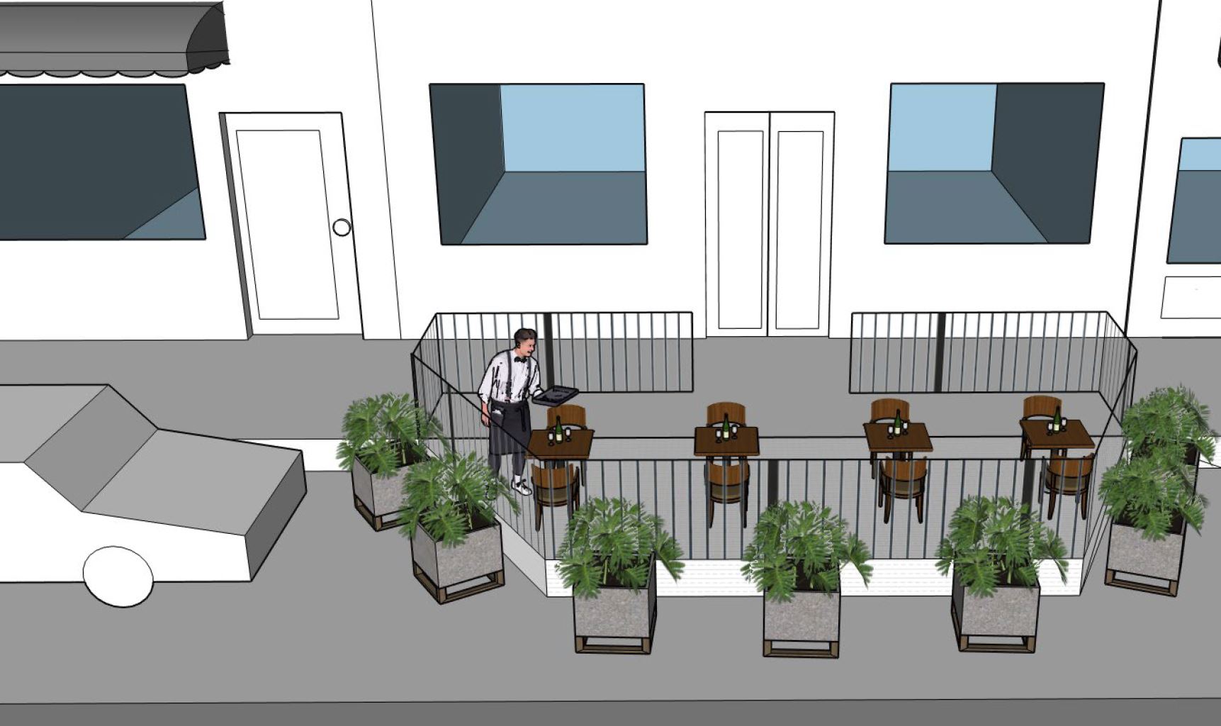 Curbside patio visual