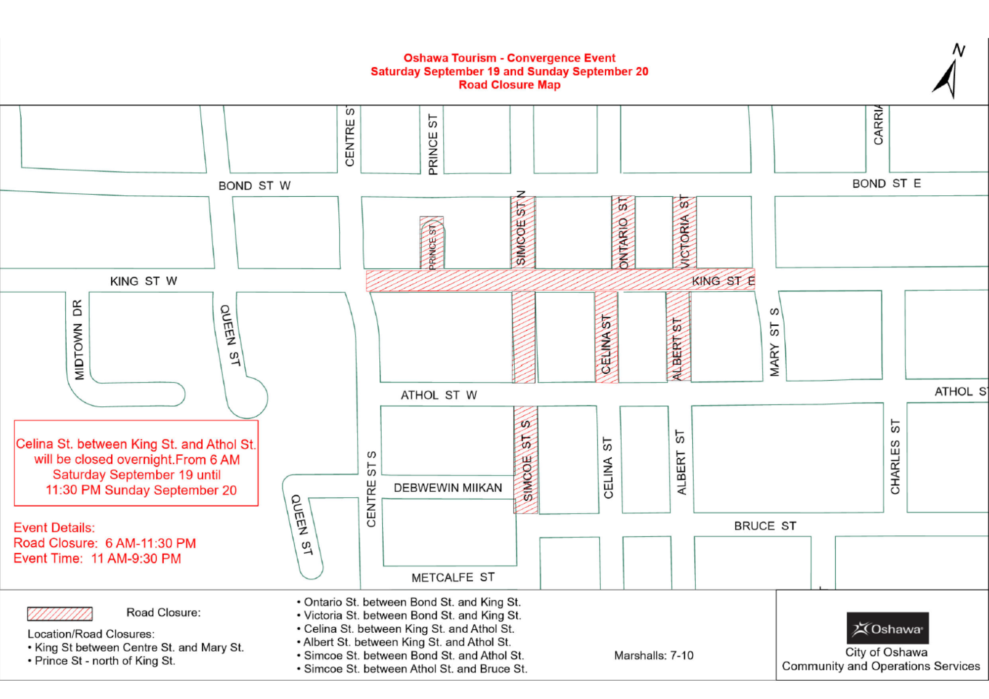 Oshawa Tourism Convergence Road Closure