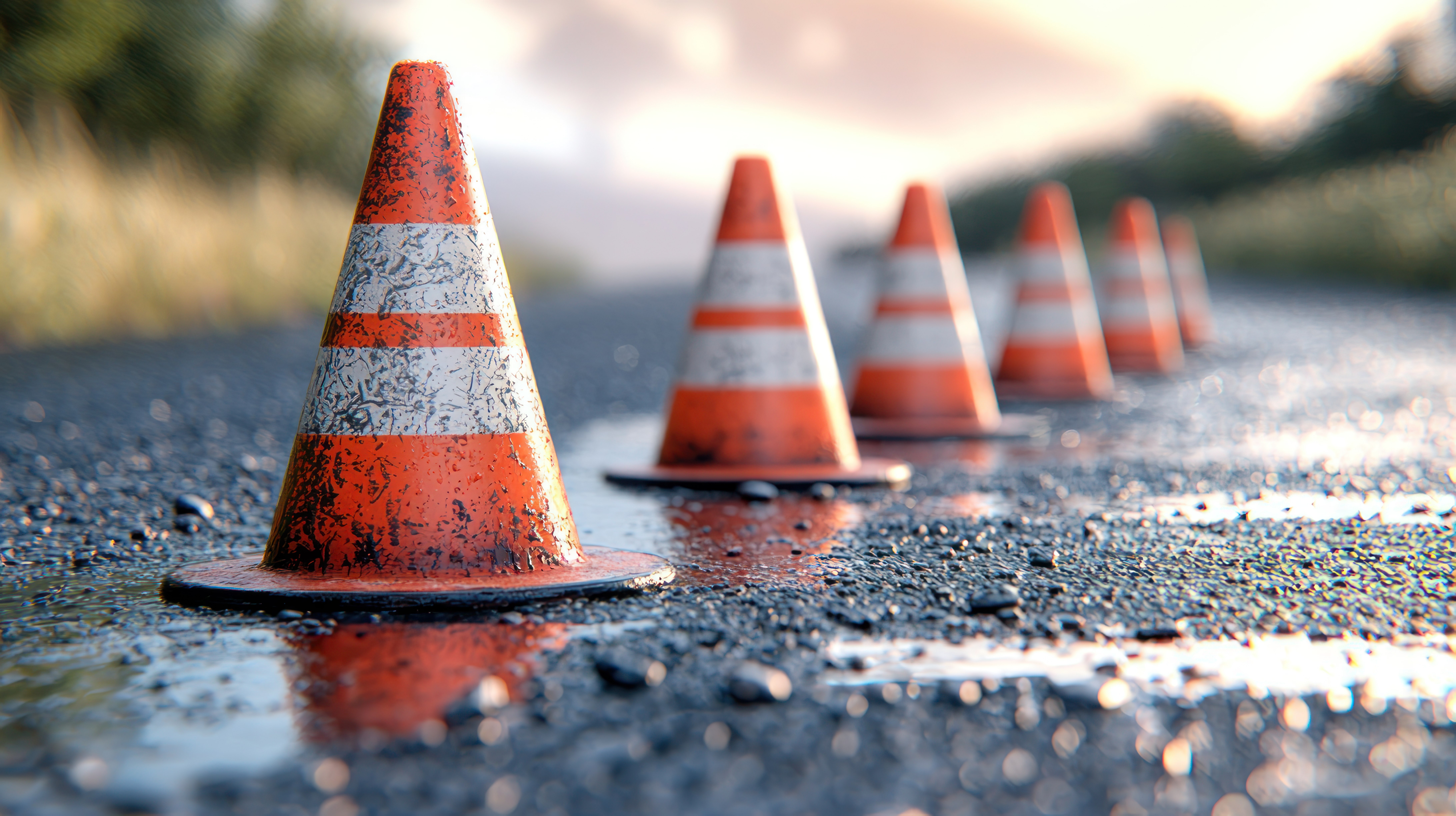pylons on a street