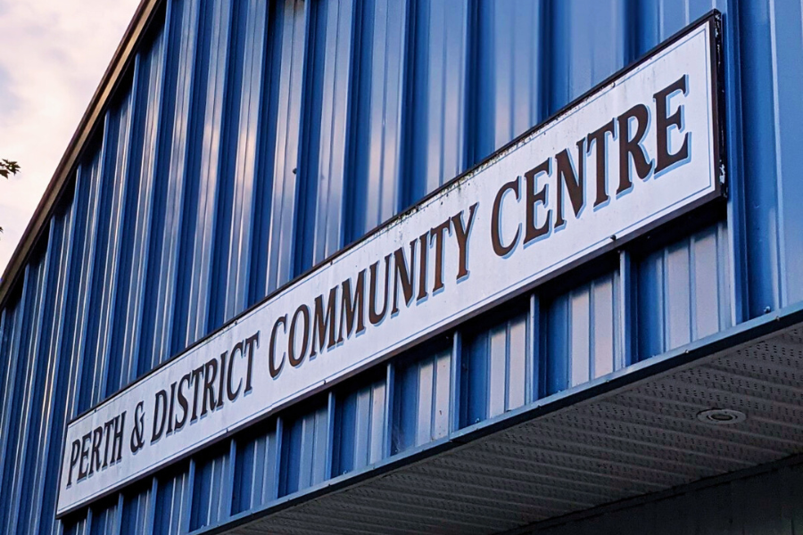 Close of sign that reads Perth and District Community Centre