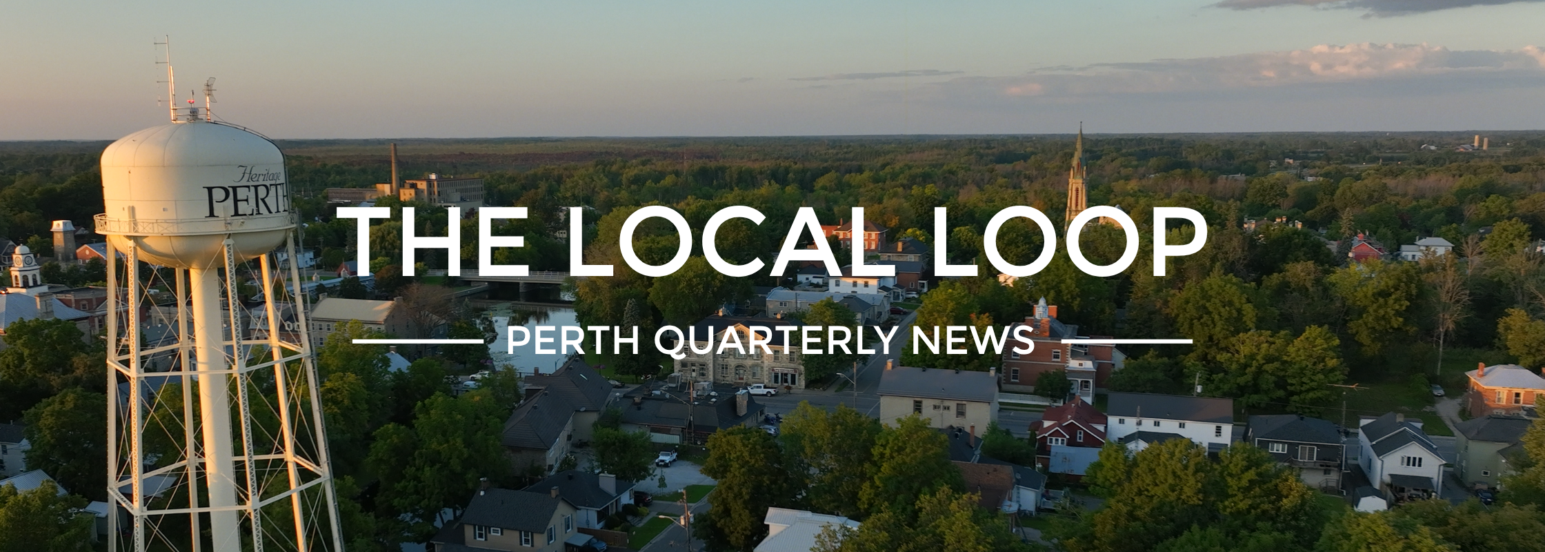 Aerial view of Perth with water tower