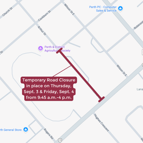 Map showing area of temporary road closure