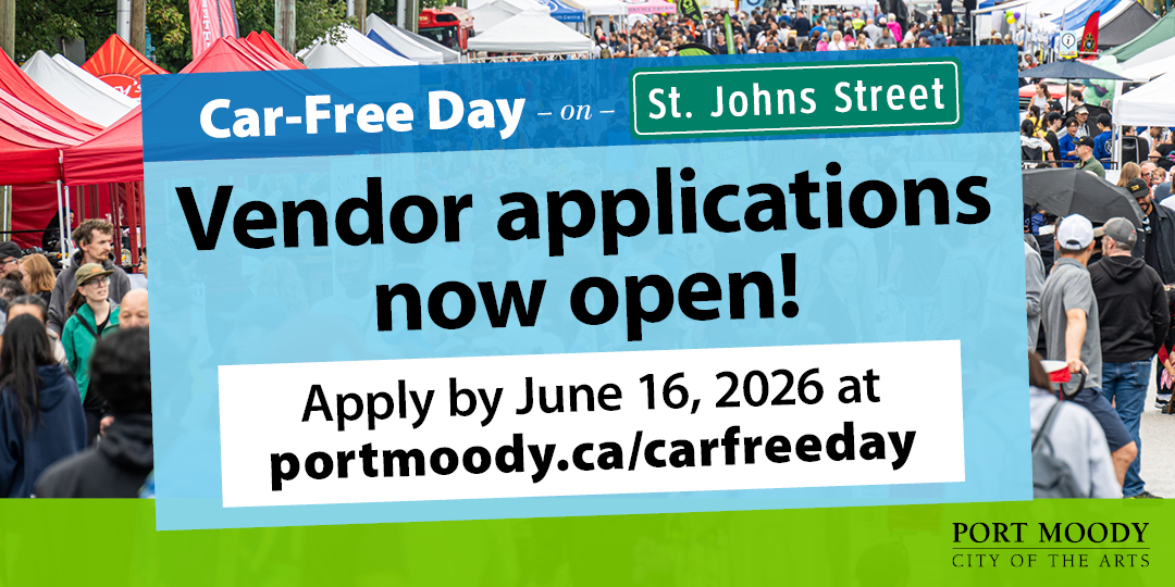 Car-Free Day vendor applications now open - apply by  June 16, 2026 at portmoody.ca/carfreeday