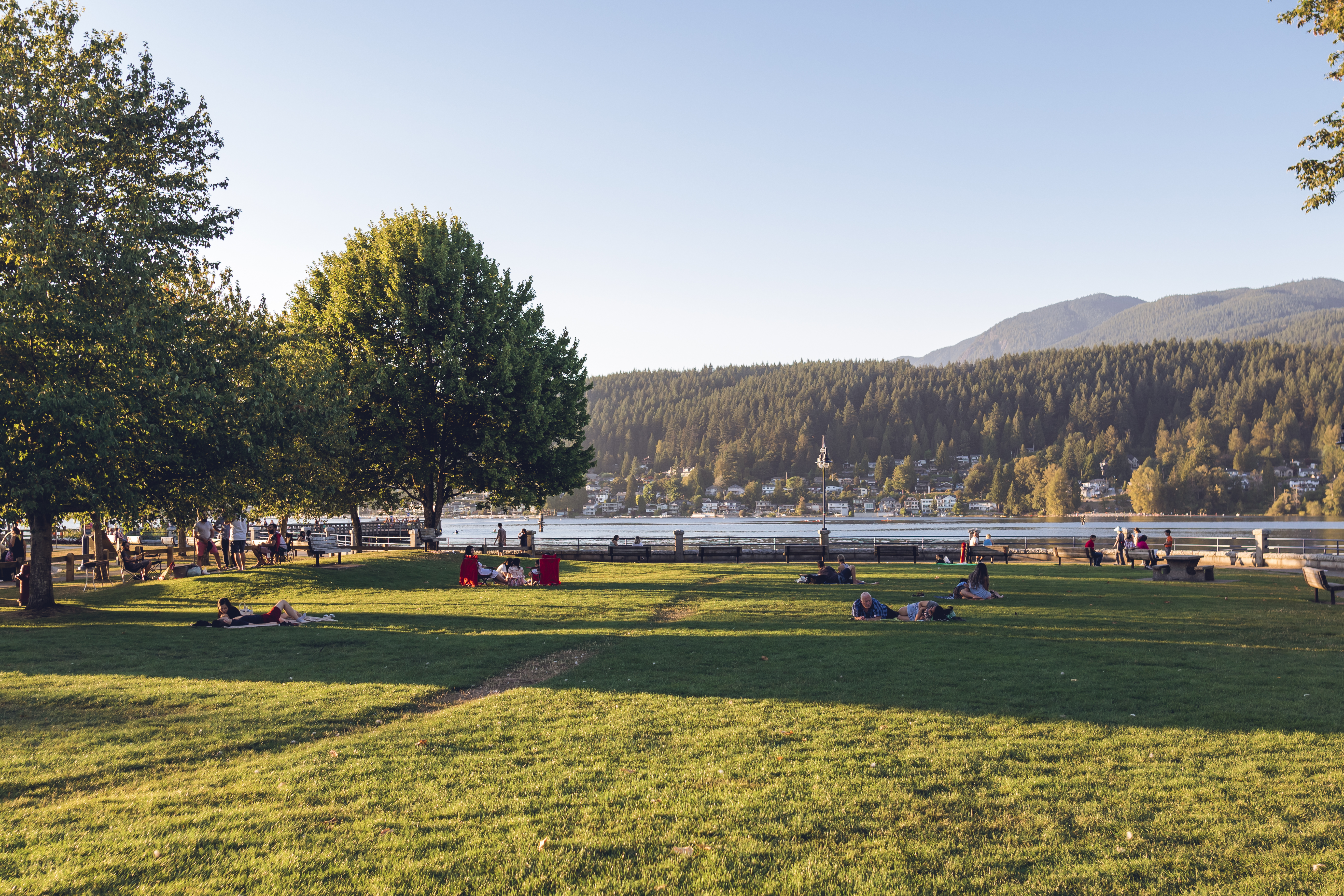 Lawn and water views at Rocky Point Park