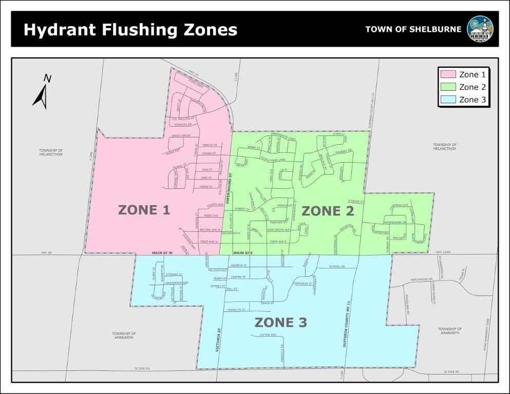 Fall Hydrant Flushing Zoning Map