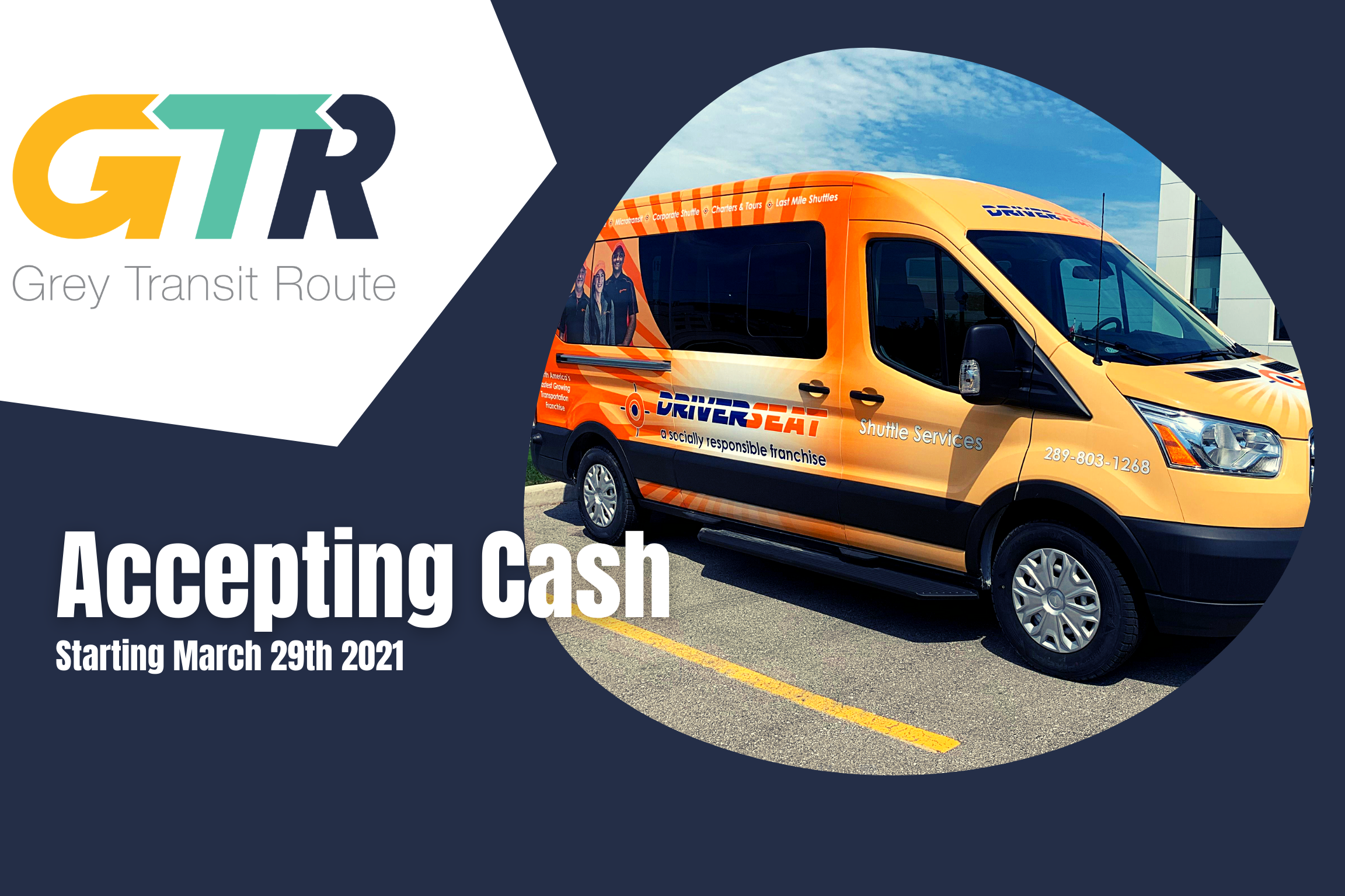 Grey Transit bus now accepting cash