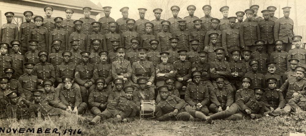 Black and White image of Black Soldiers in First world war uniforms
