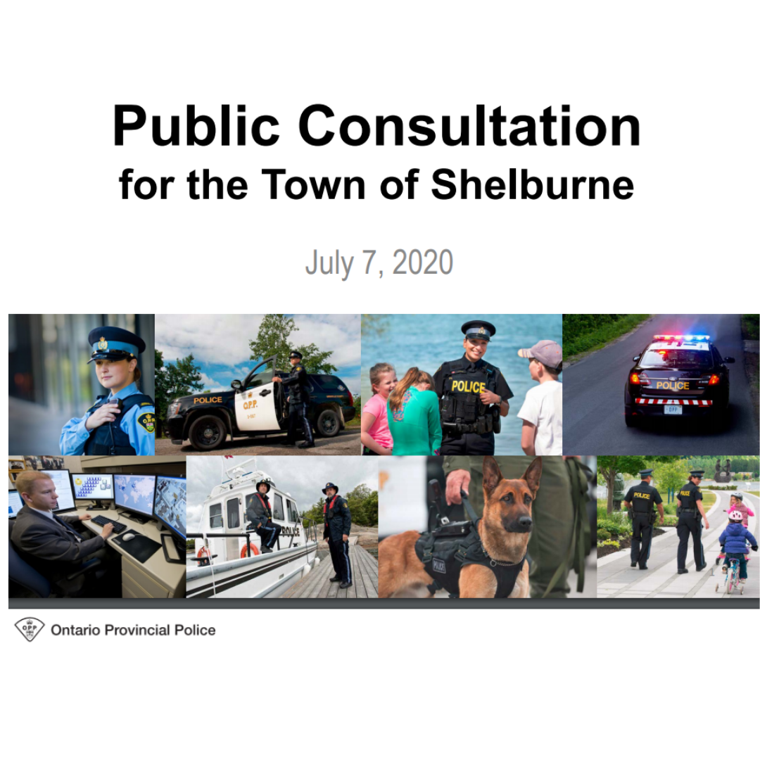 text OPP Public Consultation and images of opp officers in various policing situations
