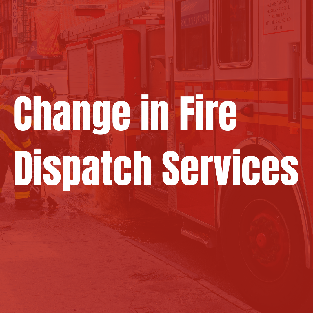 text Change in Fire Dispatch Services on red background