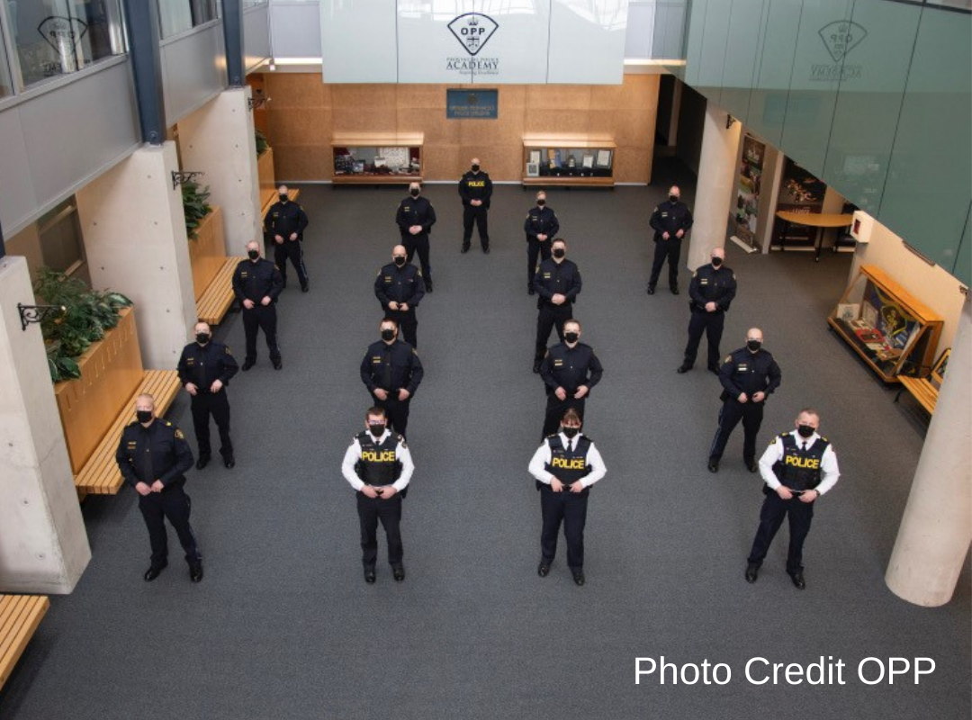 The 12 former uniformed officers of the Shelburne Police Service hired by the OPP