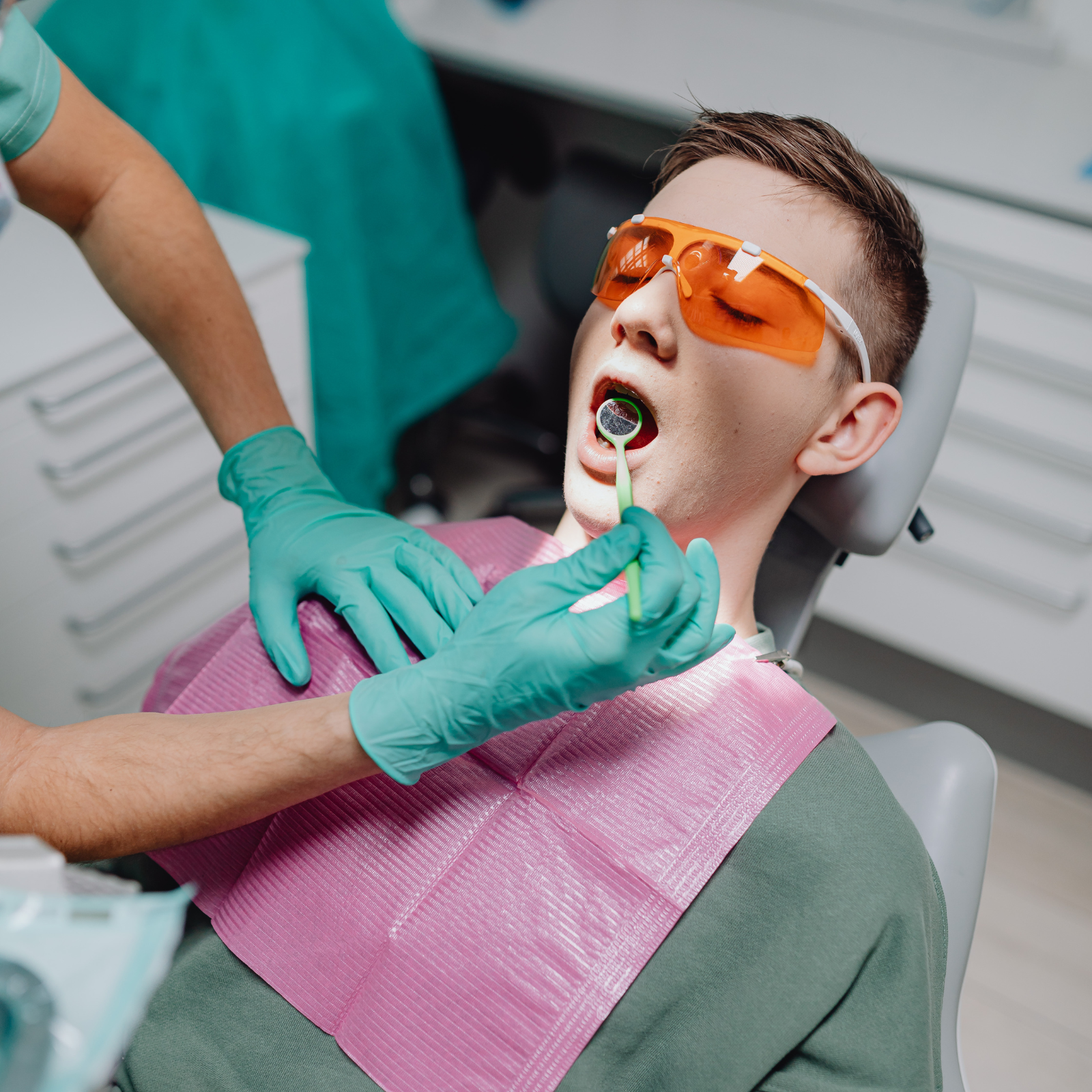 A client getting a dental exam