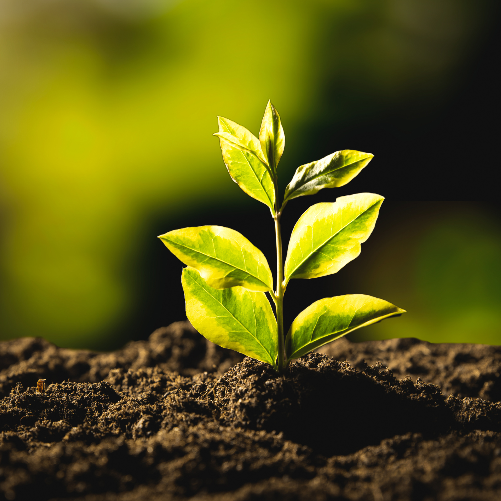 A young plant emerging from soil
