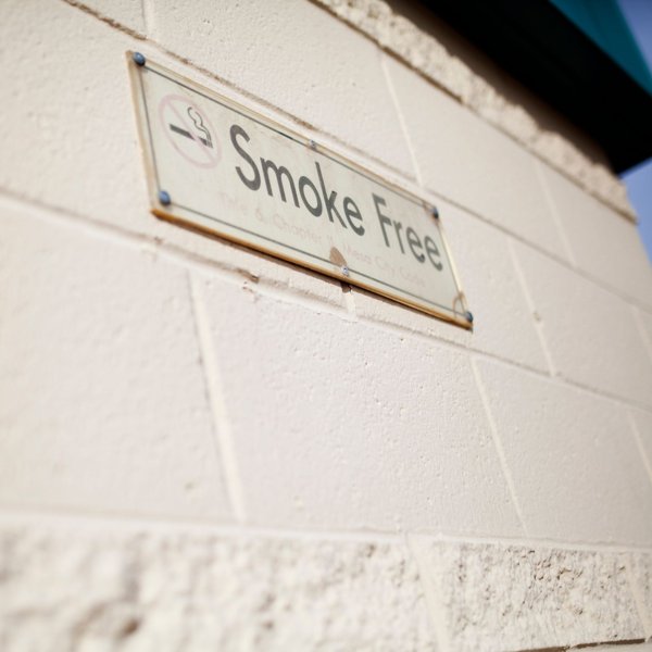 A smoke free sign on a wall