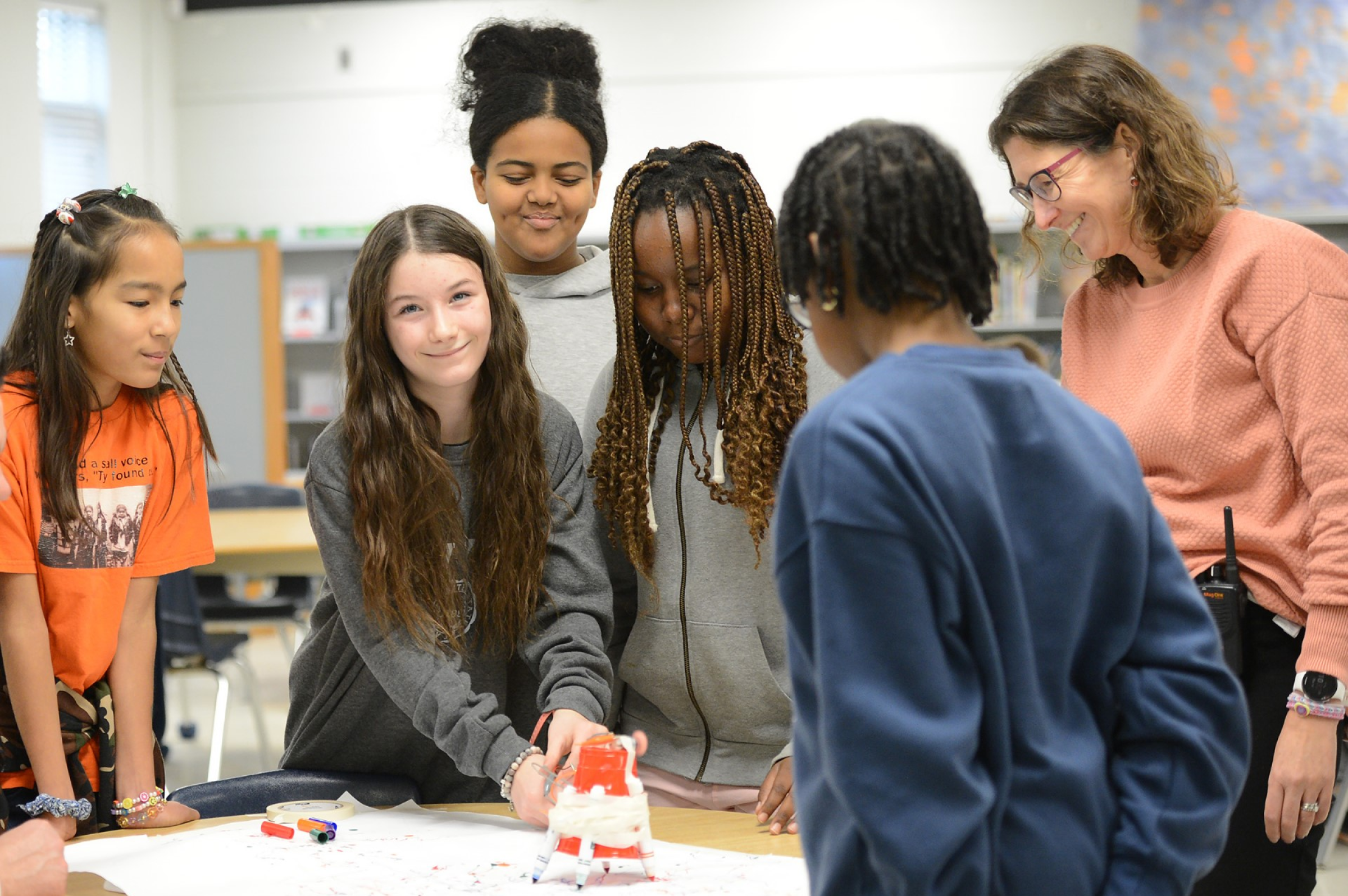 students working together in class