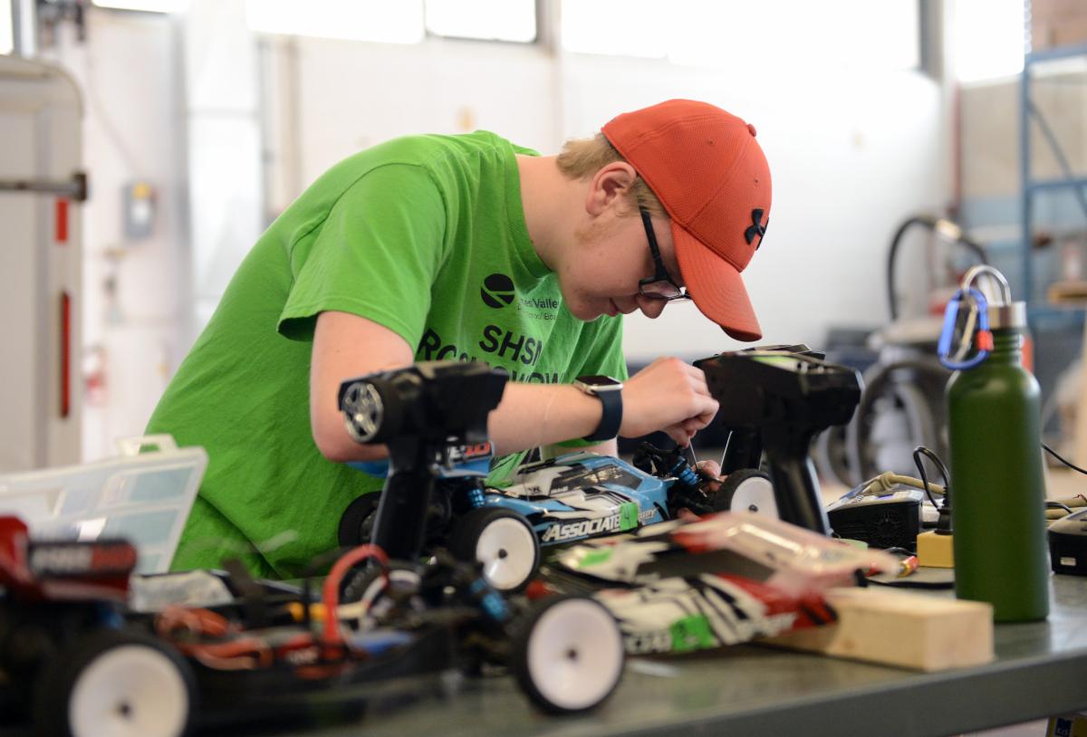 A student works on their RC car at the 4th Annual RC Showdown that took place on May 14 at Fanshawe College.