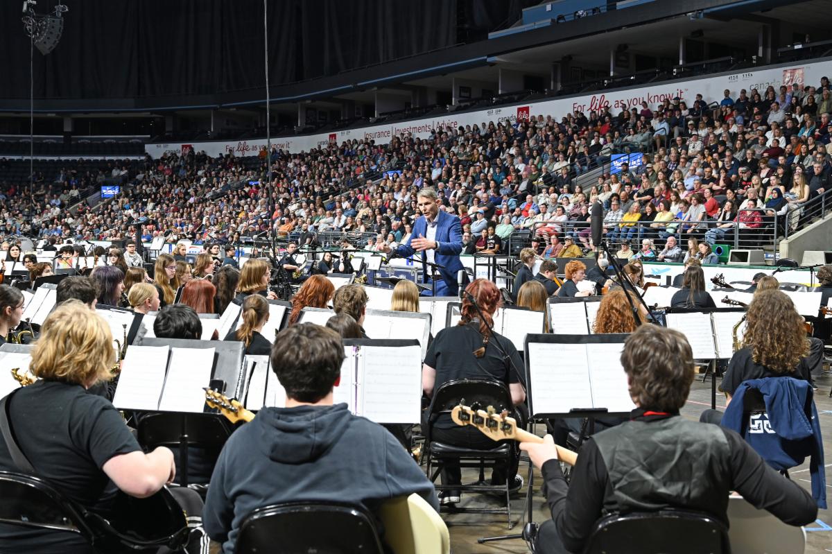 A school band performs at the Variety Is Showcase Concert.